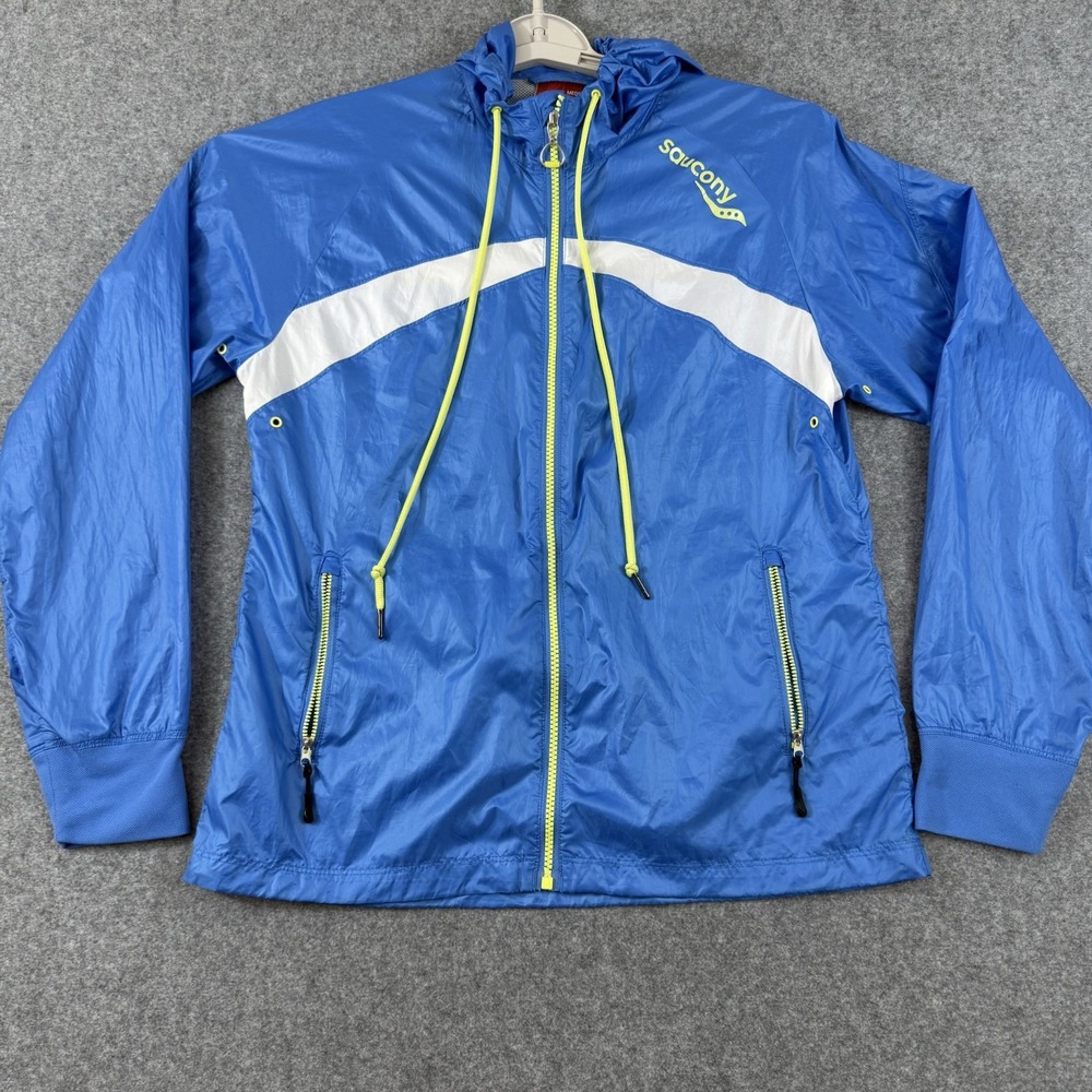 Saucony Lightweight Running Windbreaker Full Zip Jacket Women's M Blue